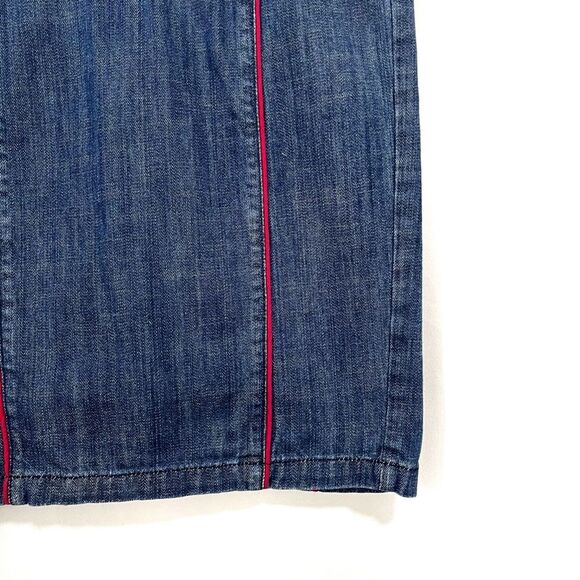 Urban Outfitters Silence + Noise Jean Pencil Skirt Denim Colorful Piping 0 - Picture 4 of 9
